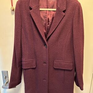 Women’s Lands End three quarter coat.  Boiled wool 
Purple size 16
